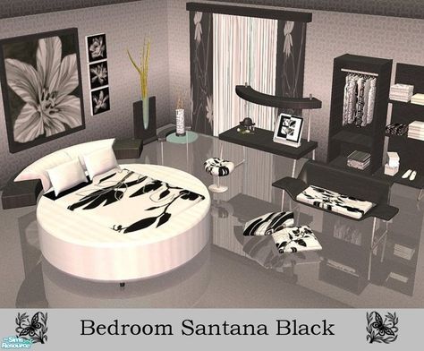 The Sims Resource - Bedroom Santana Recolor Black Black White Room, Bedroom Black And White, Black White Rooms, Sims 4 Bedroom, Bedroom Black, Shop Till You Drop, White Room, The Sims Resource, Sims Resource