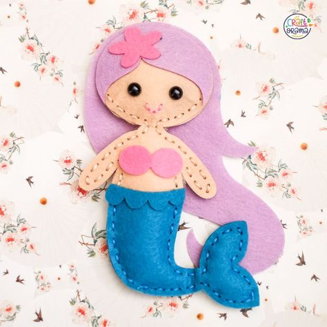 Sew a cute felt mermaid with a Craftorama Sewing Kit for Children! Each kit comes with 8 felt projects and all the materials you'll need. Just open the box and you're ready to sew! Crafts To Sew, Felt Mermaid, Kids Sewing Kit, Animals Craft, Fairy Tale Crafts, Baby Mobil, Mermaid Fabric, Mermaid Pattern, Felt Projects