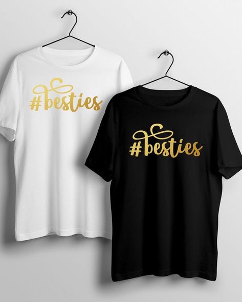 Personalized Matching Tshirts - #smaracreations #memrez #gifts #personalizedgifts #tshirts #matchingtshirts #twining Besties Black, Besties Shirts, Bestie Ideas, Friend Shirts, Bff Shirts, Matching Tshirts, Bff Matching, Bestie Outfits, Cruise Shirts