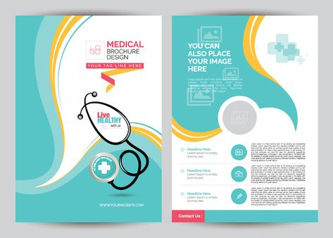 If you plan on mass distribution of hospital brochures by sending them along with newspapers or other mediums, you need to make an excellent hospital brochure design for a flyer or leaflet print. File Design Cover Ideas, Medical Brochure Design, Report Illustration, Brochure Folds, Types Of Folds, Blue Journal, Medical Brochure, Background Layout, Business Brochure Design