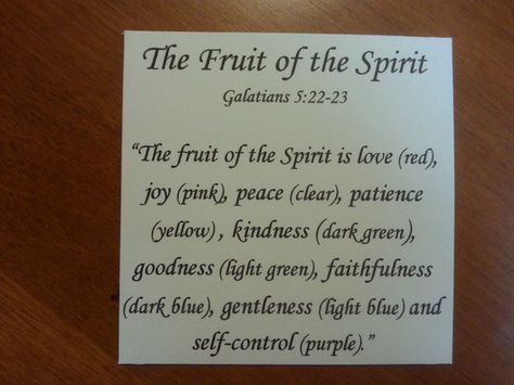 Sentiment card for Fruit of the Spirit bracelet Fruit Of The Spirit Bracelet Colors, Fruit Of The Spirit Bracelet Diy, Fruits Of The Spirit Bracelet, Fruit Of The Spirit Bracelet, Fruit Garden Design, Fruit Cake Filling, Diy Fruit Bowl, Salvation Bracelet, Gifts Bracelets