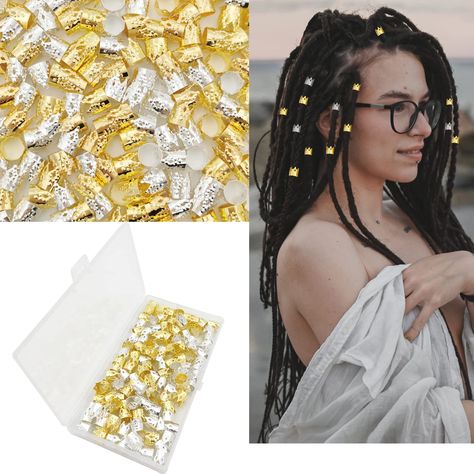 PRICES MAY VARY. 🌺[Package includes] Total 120PCS:60 PCS gold crown dreadlock hair jewelry and 60 PCS silver crown locs hair beads.Normally enough for a full head. 💎[Material] Adjustable hair accessories made form iron, good ductility and toughness, it is more durable than aluminum products, not easily broken and can be used repeatedly. 🌺[Size] 10mm*10mm, adjustable size for most braided hair styles.a beautiful and attractive way to decorate your hair. 💎[Applications] High quality Iron hair Gold Hair Beads, Hair Braid Beads, Dreadlock Hair, Women Braids, Dreadlock Accessories, Bead Hair Accessories, Hair Cuffs, Braid Jewelry, Dreadlock Beads