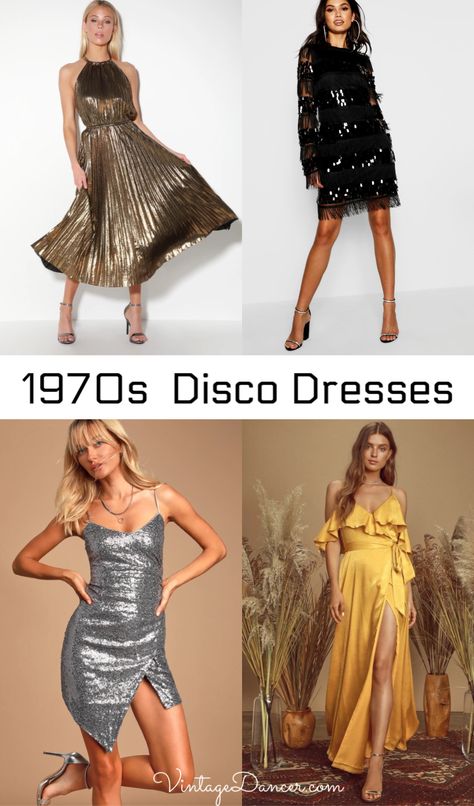 Disco Dresses For Women, 70s Party Dress 1970s, Gold 70s Dress, 70s Gala Dress, 70’s Party Dress, Disco Dance Dress, 1970s Party Dress, 70s Satin Dress, 70s Glam Fashion Dresses