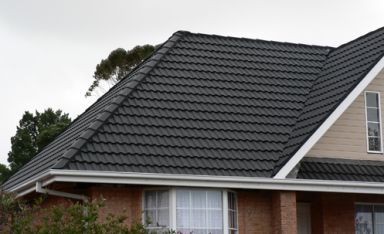 This is a beautiful new roof. I love the dark gray color, and the shape of the shingles. I need a new roof on our house, since it's over 20 years old! Dark Grey Roof House Colors, Gray Roof House, Roof Damage, Roof Replacement, Roof House, Dark Gray Color, New Roof, Roofing Services, Roof Tiles