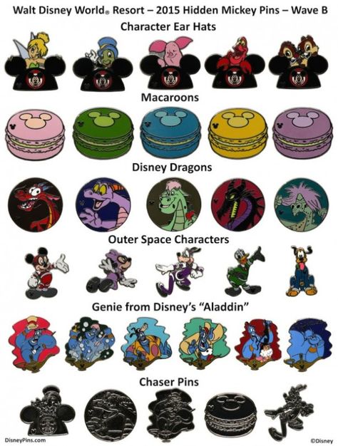 Hidden Mickey Pins 2015 Wave B - Walt Disney World Rare Disney Pins, Disney Pin Display, Didney Worl, Couples Disney, Disney Pins Sets, Disney Room, Disney Pins Trading, Disneyland Pins, Disney Pin Collections