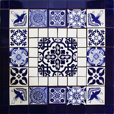 Cinza Mexican Tile Set Backsplash Mural Bathroom Courtyard, Mexican Tile Art, Backsplash Mural, Ceramic Tile Backsplash, Mexican Talavera Tile, Tin Tiles, Mexican Home Decor, Kitchen Backsplashes, Mexican Tile