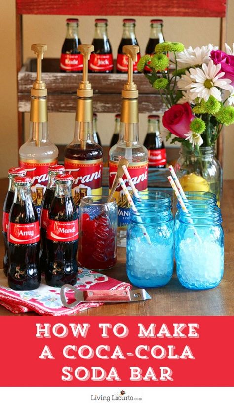 Italian Soda Bar, Coca Cola Party, Diy Soda, Soda Bar, Coca Cola Decor, Italian Soda, Graduation Party Ideas, Soda Recipe, Coke Cola