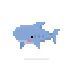 Shark by Lucile Patron 280 X 280 Pixels Icon, 32bit Pixel Art, Shark Pixel Art, 32 Bit Pixel Art, Pixel Animals, How To Pixel Art, Underwater Images, Piskel Art, Pixel Characters