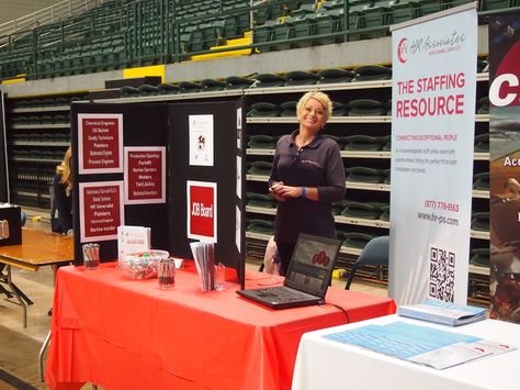 career fair setup | HR Associates Attends WPAFB Job Fair Job Fair Ideas, Job Fair Booth, Volunteer Fair, List Of Careers, Rollup Banner Design, Bicycle Paint Job, Event Booth Design, Fair Booth, School Jobs