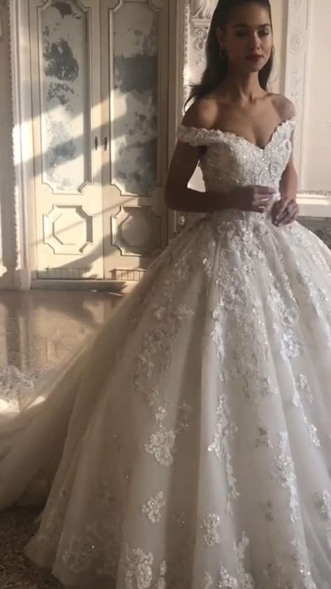 Exuding princess vibes ✨❤️ in 2022 | Sparkle wedding dress, Puffy wedding dresses, Fancy wedding dresses Romantic Ball Gown Wedding Dress, Wedding Inspo Elegant Dress, Dream Dress Wedding, Wedding Dresses Puffy, Wedding Dresses Pretty, Garden Wedding Gown, Cinderella Wedding Dress, Wedding Dresses London, Puffy Wedding Dresses