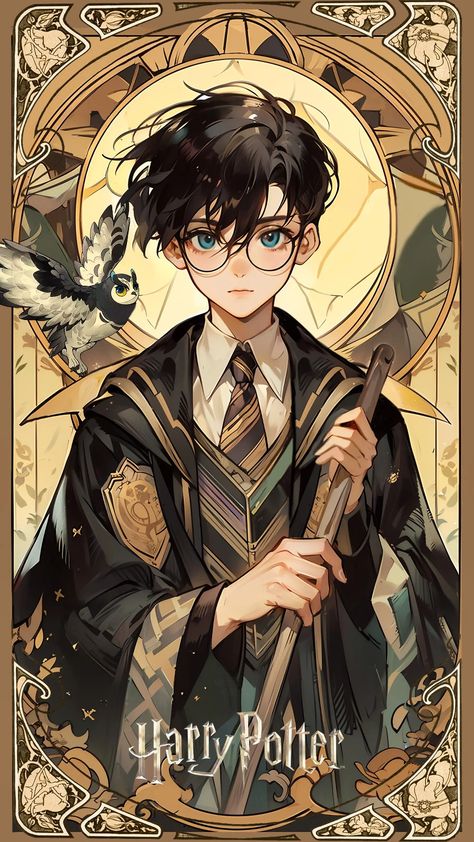 Harry Potter Fanart, Hery Potter, Harry Potter Wallpaper Backgrounds, Dark Harry, Harry Potter Art Drawings, Black Cat Anime, Harry Potter Poster, Harry Potter Illustrations, Harry Potter Jewelry