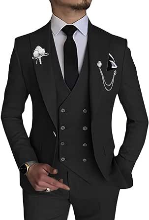 Double Breasted Suit Men, Mens 3 Piece Suits, Prom Blazers, Prom Suits For Men, Double Breasted Vest, Blue Costumes, One Button Blazer, Slim Fit Blazer, Mens Suit Jacket