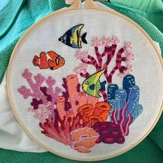 Hand Stitching Tutorial, Fish Embroidery, Lazy Daisy Stitch, Hand Embroidery Kit, Video Course, New Skills, Needlepoint Patterns, Hand Embroidery Pattern, Pattern Images