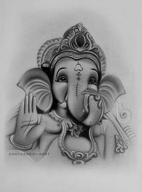 Ganesha, Elephant, Sketch, Pencil