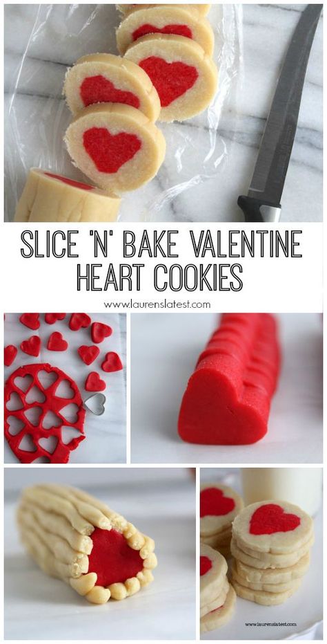 Slice 'n' Bake Valentine Heart Cookies Valentines Baking, Yummy Desserts Easy, Shaped Cookies, Valentine Desserts, Heart Shaped Cookies, Valentines Day Food, Valentines Day Cookies, Valentine's Day Recipes, Valentines Day Treats