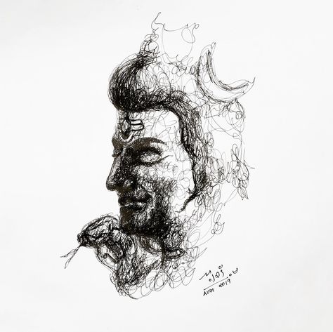 Lord shiva-scribble art Pen Scribble Art Easy, Scribble Art Easy, Pen Scribble Art, Shiv Art, God Painting, Spiritual Person, Ma Durga, Scribble Art, Pen Art Drawings