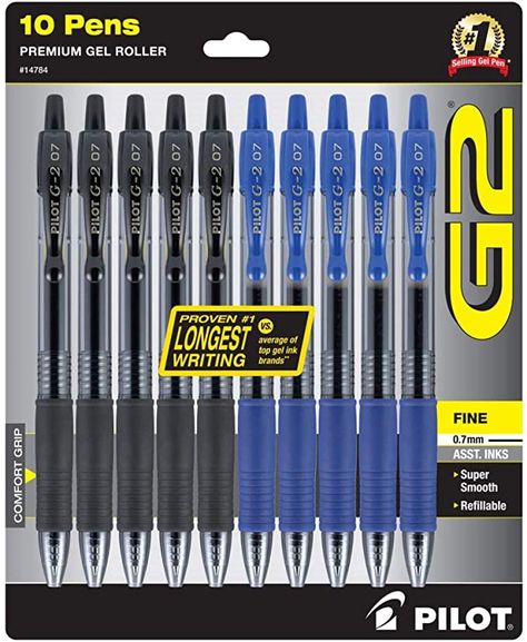 Amazon.com: PILOT G2 Premium gel Pens, Fine Point Gel Ink Pen, 0.7 mm, Refillable & Retractable Rolling Ball, 5 Black and 5 Blue pens (Bulk pack of 10 Pens) (14784) : Office Products Pilot G2 Pens, Roller Pen, Pilot Pens, Gel Ink Pens, Writing Tasks, White Gel Pen, Pencil Writing, Writing Pens, Writing Supplies