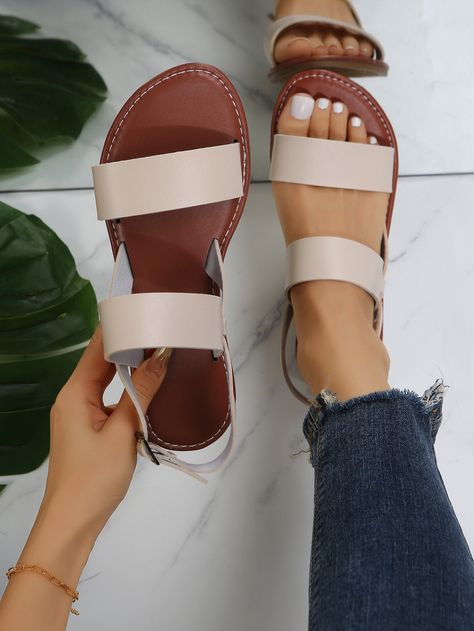 Foot Wear For Women, Cute Summer Shoes, Cute Summer Sandals, Comfy Sandals, Buckled Flats, Summer Slippers, Slipper Sandals, Women Sandals, Womens Sandals Flat