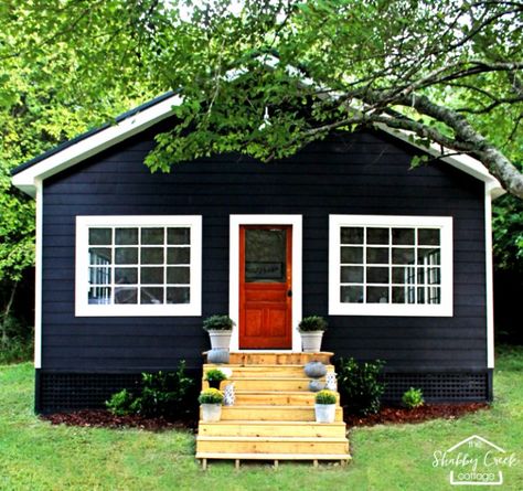 Farmhouse of the Month: Shabby Creek Cottage | The Cottage Market Courtney Adamo, Gorgeous Farmhouse, Cabin Exterior, Cottage Exterior, Country Cottage Decor, Backyard Renovations, Backyard Shed, House Siding, Farmhouse Exterior