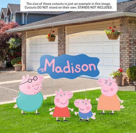 Pig Yard, Birthday Cutouts, Grinch Yard Decorations, Pig Birthday Decorations, Peppa Pig Birthday Decorations, Peppa Pig Teddy, Peppa Pig Birthday Party Decorations, Peppa Pig Invitations, Peppa Party