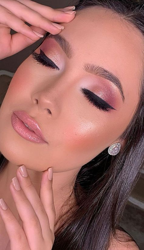 Pink Dress Makeup, Make Leve, Pink Wedding Makeup, Party Eye Makeup, Classy Makeup, Wedding Eye Makeup, Pink Eye Makeup, Prom Makeup Looks, Formal Makeup