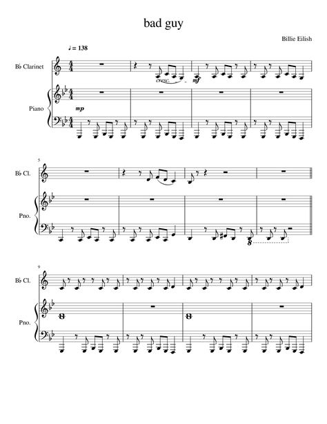 Print and download in PDF or MIDI bad guy - Billie Eilish. Free Sheet music for Clarinet, Flute, Piano, Percussion. Made by Andrew Weaver. Violin Tutorial, Clarinet Music, Clarinet Sheet Music, Violin Strings, Sheet Music Art, Guitar Chords For Songs, Violin Sheet, Dramatic Play Centers, Violin Sheet Music