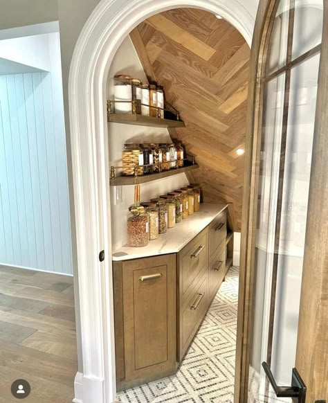 Stairs Pantry Storage, Under Staircase Pantry Ideas, Kitchen Storage Under Stairs, Butlers Pantry Under Stairs, Pantry Design Under Stairs, Spandrel Ideas, Kitchen Pantry Under Stairs, Under Stairs Closet Pantry, Under Stair Pantry Ideas