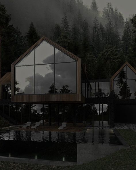 Forest House Aesthetic, Luxurious Houses, Colors Aesthetic, Dark Modern, Dark House, Rina Kent, Dark Green Aesthetic, Silent Hill, Forest House