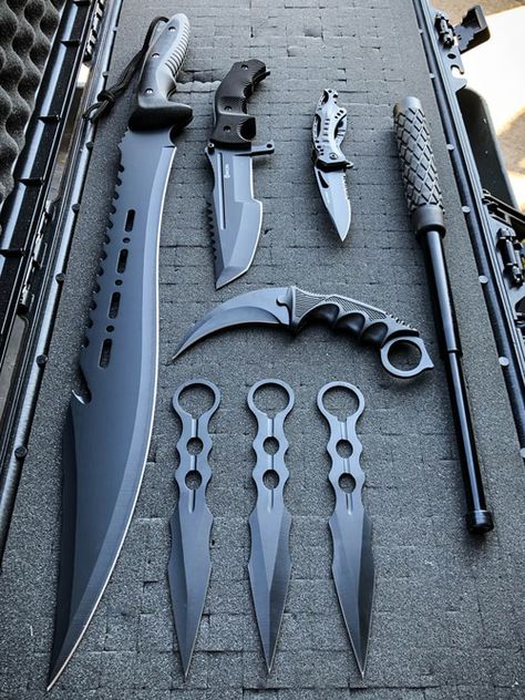 Shop now for the largest selection of knives online. We carry pocket knives, hunting knives, fixed blade, throwing knives, stun guns, self defense weapons, swords, machetes, binoculars, and tactical gear. Knife Aesthetic, Tactical Kit, Tactical Swords, Tactical Knife, Pretty Knives, Tactical Gear Loadout, Cool Knives, Knife Set, Knife Sets