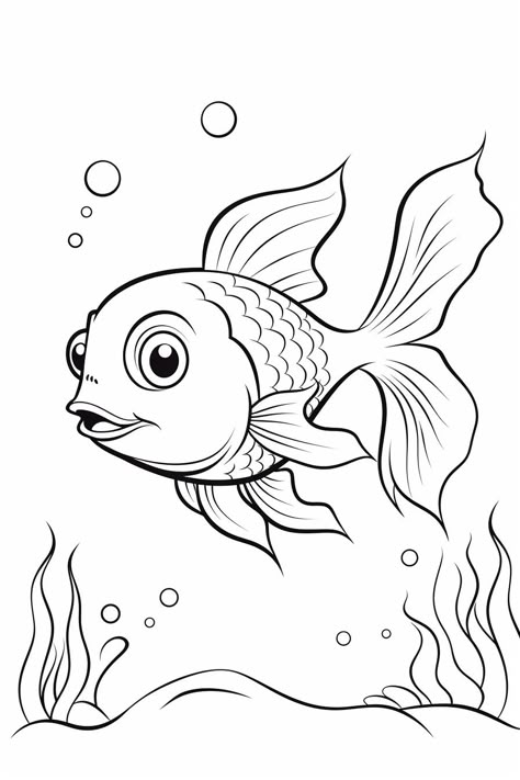 Animals Colouring Pages, Rapunzel Coloring, Rapunzel Coloring Pages, Coloring Pictures For Kids, Bratz Coloring, Fish Coloring, Deco Marine, Easy Art For Kids, Fish Coloring Page