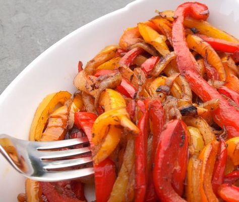 Couldn't find a recipe online to pin the way I like to saute peppers and onions...but I stole the picture from this website.  The trick for the BEST caramelized peppers and onions is not with balsamic vinegar like this recipe calls for, but with BROWN SUGAR!  So good =) Sauteed Peppers And Onions, Once Upon A Chef, Sauteed Peppers, Bell Pepper Recipes, Spicy Sausage, Summer Side Dishes, Stuffed Pepper Soup, Peppers Recipes, Cooked Vegetables