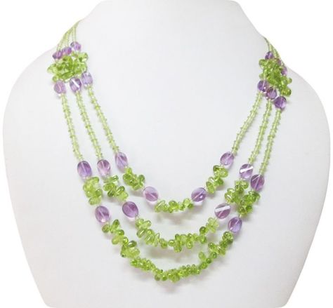 1000+ ideas about Peridot Necklace on Pinterest | Peridot Jewelry ... Jewelery Necklaces, Gift Ideas Handmade, Homemade Necklaces, Diy Necklace Making, Beautiful Beaded Jewelry, Jewelry Magazine, Mala Bead Necklace, Beadwork Necklace, Necklace Amethyst