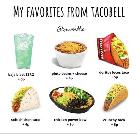 Taco Aesthetic, Chicken Soft Tacos, Healthy Fast Food Options, Doritos Nachos, Power Bowls, Fast Healthy Meals, Nacho Cheese, Pinto Beans, Taco Bell