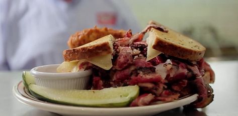 Reuben Pastrami/ Navel Pastrami from Food Network Pastrami Sandwich Recipe, Pastrami Recipe, Curing Salt, Jewish Deli, Pastrami Sandwich, Piece Of Bread, Slice Of Bread, Beef Dishes, Roasting Pan