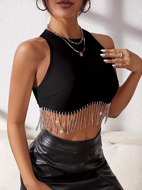 Tassel Vest, Fringe Crop Top, Fest Outfits, Color Water, Wrap Crop Tops, Club Tops, Corset Crop Top, Summer Crop Tops, Cropped Tops