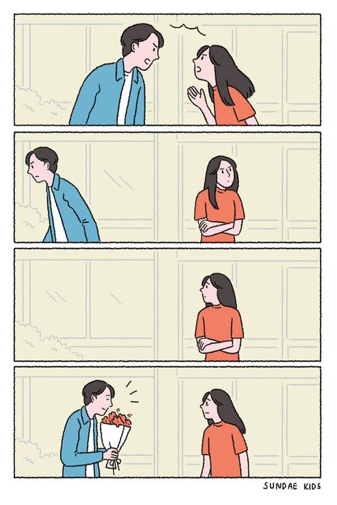 Sundae Kids, Relationship Comics, Love Cartoon Couple, Cute Couple Comics, Couples Comics, Cartoons Love, Couple Illustration, Short Comics, Cute Love Stories