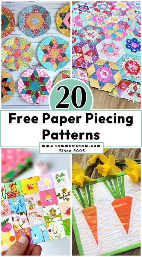 20 Free Paper Piecing Patterns (EPP and FPP Patterns) Pentagon Epp Patterns, Quilt Paper Piecing Patterns, Mini Paper Pieced Quilt Blocks, Easy Foundation Paper Piecing Patterns Free, Free Paper Piecing Patterns Templates, Mini Quilts Patterns Free Paper Piecing, Epp Templates Printable, Free Epp Patterns, Fpp Patterns Free Easy