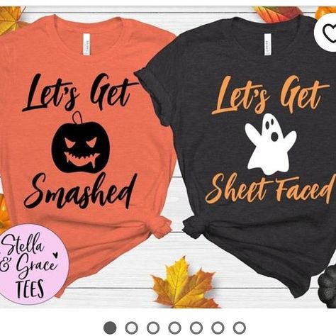 Halloween Shirts Couples, Couple Tshirt Halloween Costumes, Disney Halloween Couple Shirts, Couple Halloween Shirt Ideas, Couples Halloween Shirts Vinyl, His And Her Halloween Shirts, Halloween Tshirts For Couples, Disneyland Halloween Couple Shirts, Couples Halloween Shirts