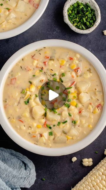 Jasmine Briones 🇪🇨🇵🇭 on Instagram: "CORN CHOWDAAAA 🌽🥣

Soup in the summer may seem a little strange, but once you try this creamy corn chowder it’ll change your mind 😋

A rich, creamy, savory soup broth filled with fresh corn kernels, a simple cashew cream, and tender potatoes— ready to eat in under 1 hour! 

Ingredients
* cashew cream
* miso paste
* dairy-free butter
* green onions
* celery
* bell pepper
* garlic, minced
* thyme
* smoked paprika
* red pepper flakes
* flour
* broth
* corn kernels and cobs
* potatoes
* bay leaves
* salt and pepper

✨ Find the full recipe + more on the sweet simple vegan blog, link in our bios ✨

#cornseason #summersoup" Potato Corn Soup, Potato Corn Chowder, Corn Chowder Recipe, Chowder Soup, Vegan Blog, Summer Soup, 2024 Recipes, Soup Broth, Creamy Corn