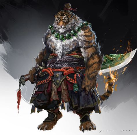 Tiger Man Character Design, Tiger Dnd Character, Tiger Character Design, Tiger Oc, Tiger Warrior, Fire Tiger, Lion Dragon, Chinese Tiger, The Scorpions