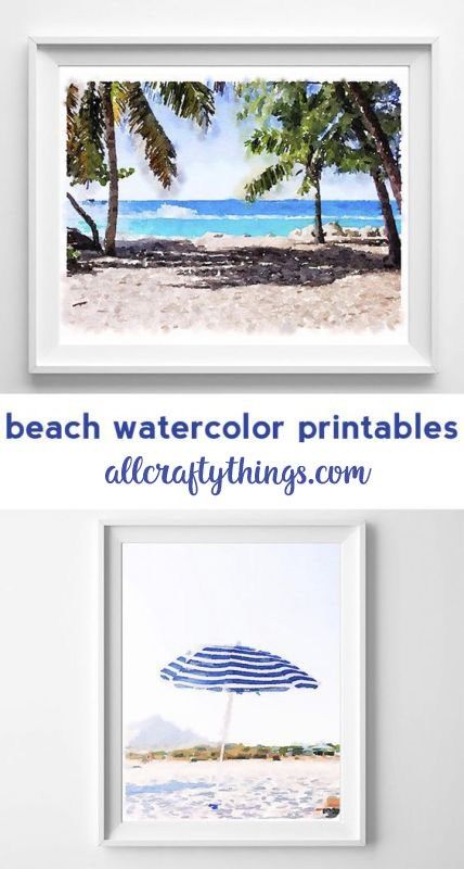 beach printable art | watercolor wall decor | summer wall art | free printables | blue wall art Watercolor Art Beach, Beach Printables, Wall Art Free Printables, Watercolor Wall Decor, Summertime Decor, Summer Printables, Summer Wall Art, Free Printable Art, Beach Watercolor