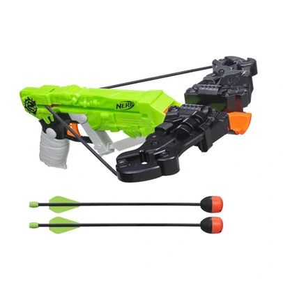 The Wrathbolt is a Nerf blaster that was released in 2018 under the Zombie Strike series. It comes packaged with two arrows and instructions. The Wrathbolt is a bow-like, string-powered blaster that fires arrows. It does not feature the use of a plunger system and is instead powered by an elastic cord attached to the front bow arms. There are two arrow holders under its main body. The Wrathbolt is a re-shell of the 2015 Rebelle Secrets & Spies Courage Crossbow. To reload the Wrathbolt, pull back Nerf Bow And Arrow, Nerf Party, Crossbow Hunting, Nerf Toys, Crossbow, Survival Prepping, Survival Kit, Survival Tips, Survival Gear