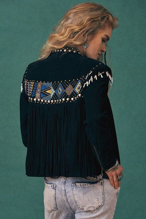 Antonio Mirabel Jacket Diy Jeans, Estilo Hippy, Double D Ranch, Black Shawl, Boho Jacket, Mode Boho, Estilo Boho, Mode Inspiration, Upcycle Clothes