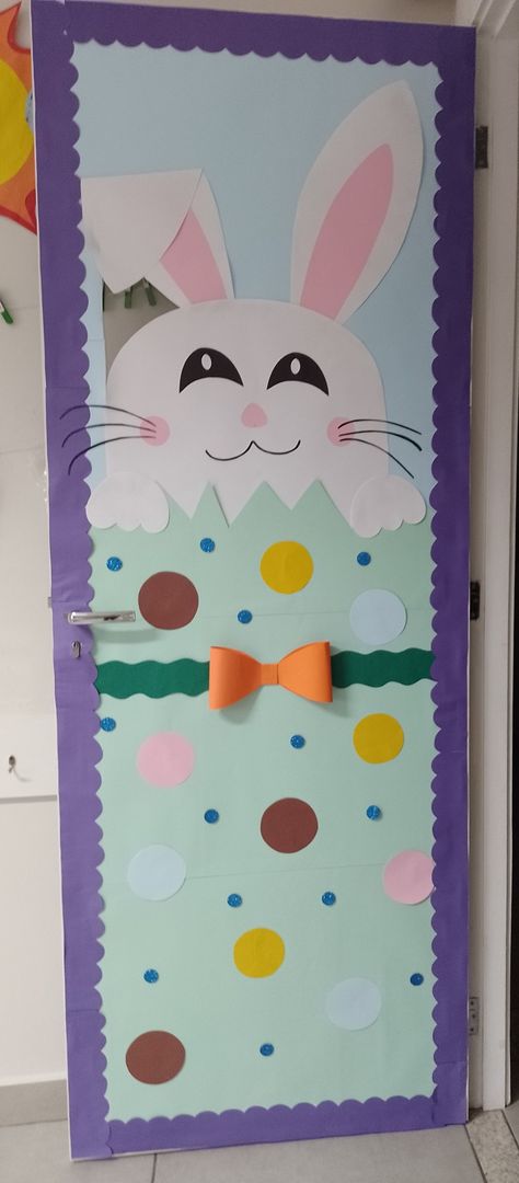 Door Decoration For Preschool, Teacher Themes, School Door Decorations, Easter Door Decor, School Doors, Easter Door, Rabbit Decor, Door Decorations Classroom, Door Decoration