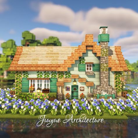 Cute Cottage Minecraft Tutorial, Pink And Blue Minecraft House, Waterside Minecraft House, Minecraft Small Lake House, Cozy Minecraft Houses Tutorial, Cute Minecraft Houses No Mods, Minecraft Houses 2 Players, Minecraft House 2 Player, Minecraft Waterside House