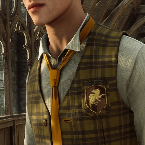 Male Hogwarts Uniform, Hogwarts Legacy Hufflepuff Mc, Hufflepuff Hogwarts Legacy, Hufflepuff Boy Aesthetic, Hufflepuff Outfit Aesthetic, Hufflepuff Robes, Hogwarts Legacy Hufflepuff, Ted Tonks, Hufflepuff Uniform