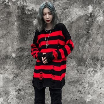 Freddy Krueger Sweater, Ripped Sweater, Striped Knitted Sweater, Y2k Sweater, Graphic Sweaters, Stylish Sweaters, Loose Pullover, Elm Street, Oversized Knitted Sweaters