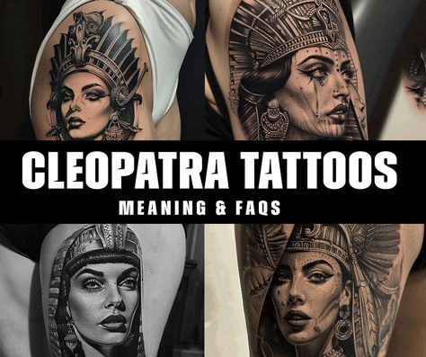 What is the significance of Cleopatra tattoos and their meaning? Egyptian Queen Tattoos, Cleopatra Tattoo, Sand Dollar Tattoo, Statue Of Liberty Tattoo, Dollar Tattoo, Ivy Tattoo, Liberty Tattoo, Queen Tattoo, Tattoo People