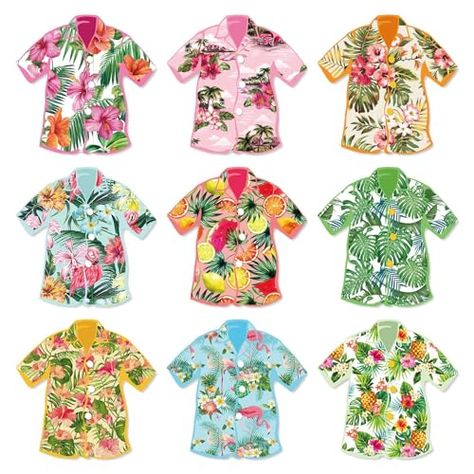 JarThenaAMCS 45Pcs Summer Cutouts Hawaiian Flower Shirt Paper Cut-Outs 9 Designs Tropical Beach Bulletin Board Decor with 100Pcs Glue Points for DIY Art Craft Wall Home Party Tropical Hawaiian Shirt With Sublimation Print For Beach, Beach Bulletin Boards, Multicolor Hawaiian T-shirt For Beach Season, Wood People, Hawaiian Printed T-shirt For Beach Season, Hawaiian Style T-shirt With Sublimation Print, Teen Fashion Trends, School Costume, Hawaiian Tropical Print T-shirt For Beach Season