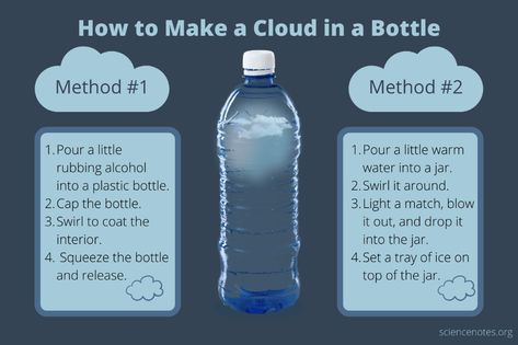 How to Make a Cloud in a Bottle - 3 Easy Methods How To Make Tornado In A Bottle, Cloud In A Bottle Experiment, Clouds Lesson Plan, Clouds Lesson, Cloud In A Bottle, Weather Unit Study, Tornado In A Bottle, Cloud In A Jar, Ideal Gas Law